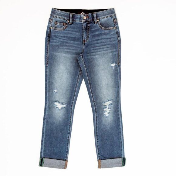LuLaRoe Denim - NEW 42 LuLaRoe Boyfriend Denim Light Blue Distressed Wash Jeans Straight Leg